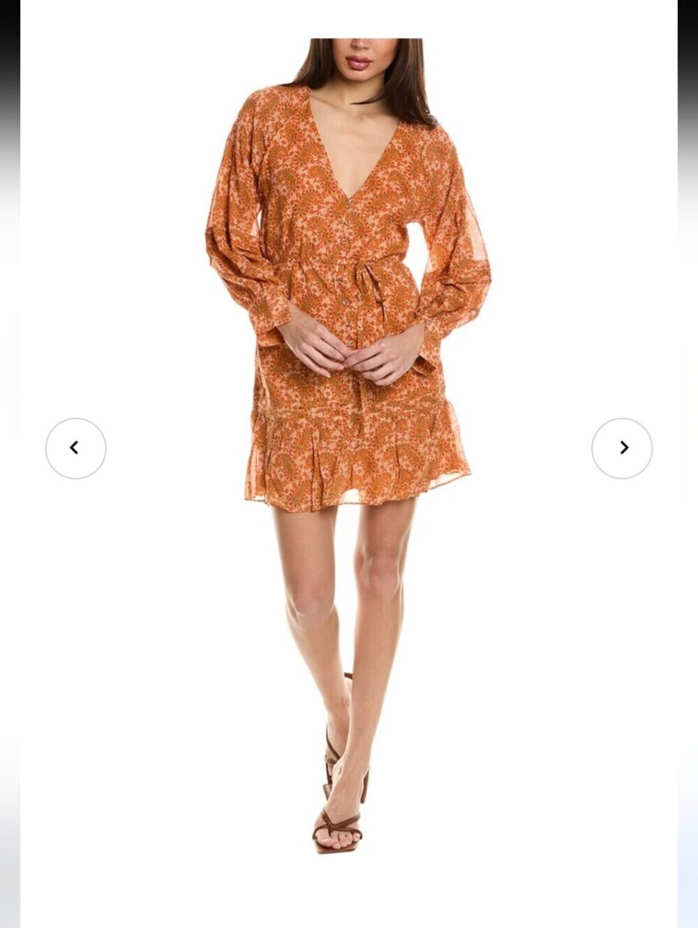 NWT Joie Bree Silk Mini Dress Orange Paisley Button-Front Tiered Dress Sz 4